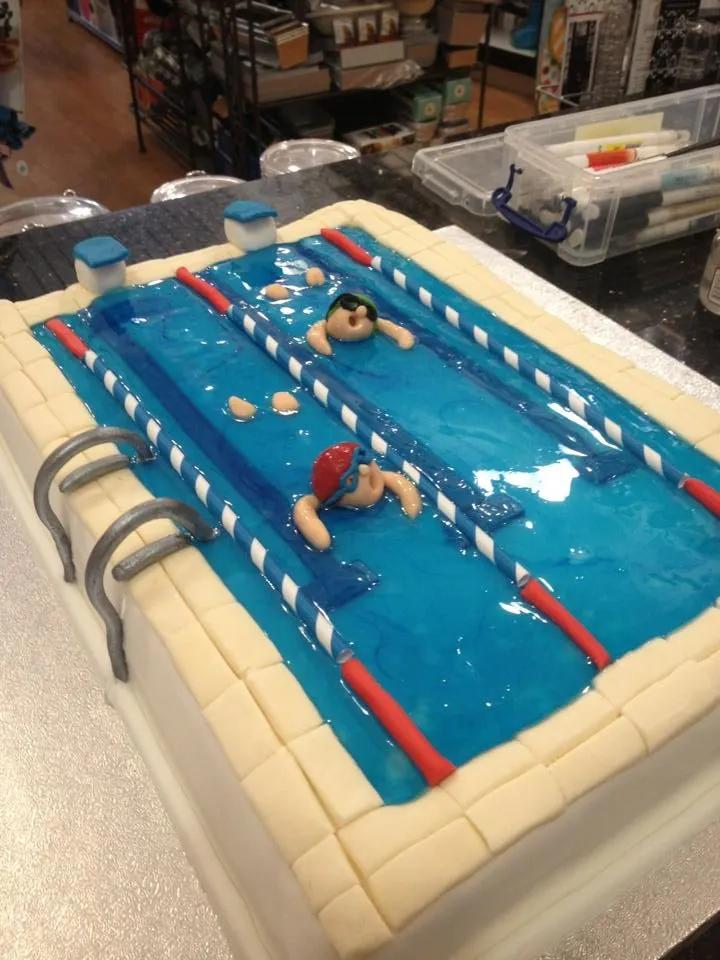 Swimming pool cake | Pool birthday cakes, Swimming pool cake, Pool cake