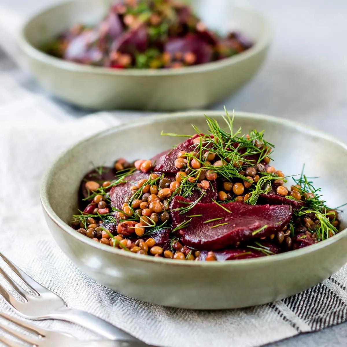 Rote Bete Salat mit Linsen und Dill – Hit aus dem Vorrat