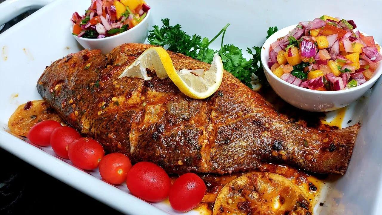 Caribbean Grilled Whole Red Snapper with Caribbean Salsa - YouTube