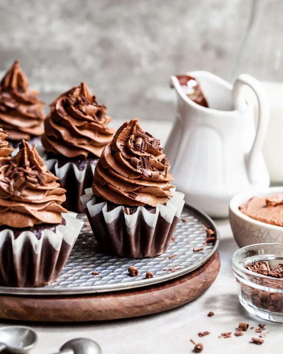 Chocolate Cupcakes with Fluffy Chocolate Ganache Frosting - Best of Vegan