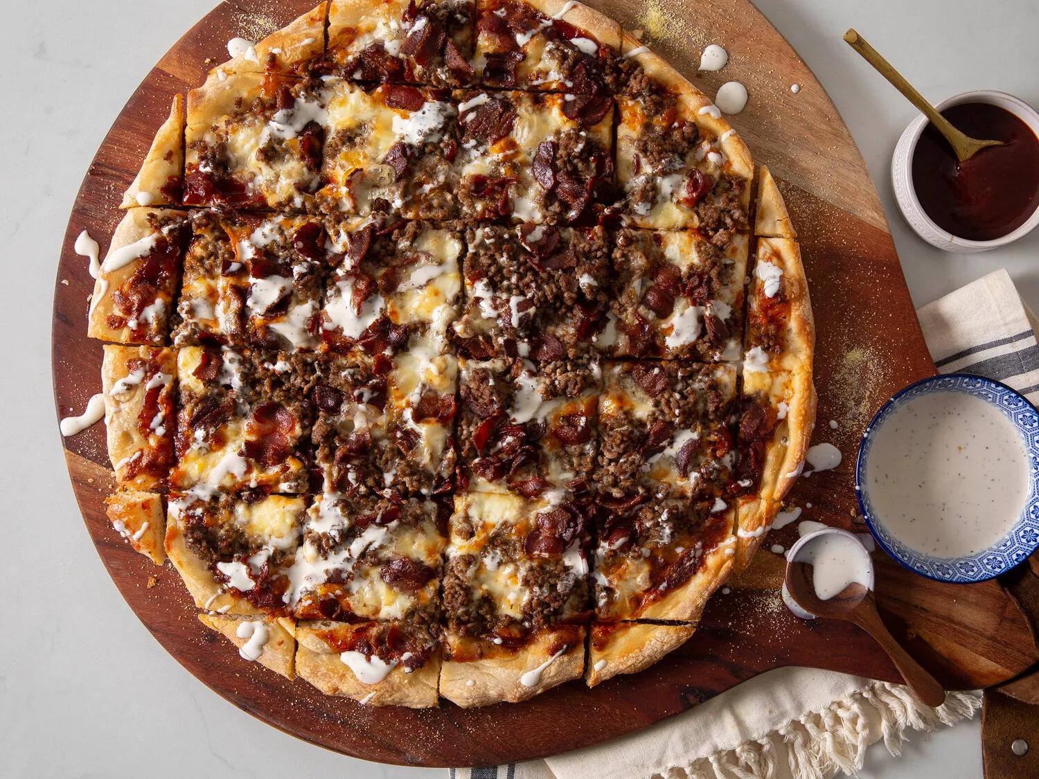 Barbecue Beef and Bacon Pizza