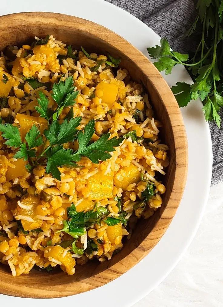 Basmati Reis Salat mit Roten Linsen | Rezept | Mediterranes gemüse ...
