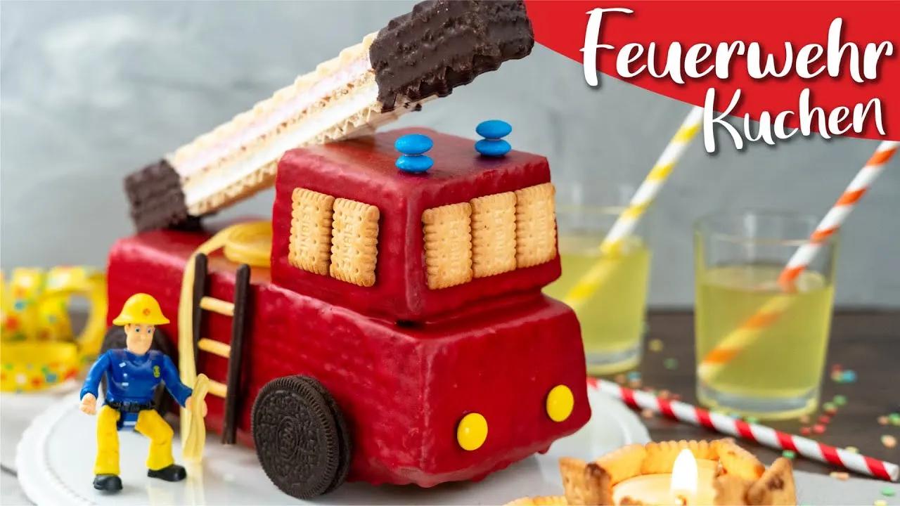 Feuerwehrauto Kuchen - einfaches Rezept für coole Feuerwehr Torte ...