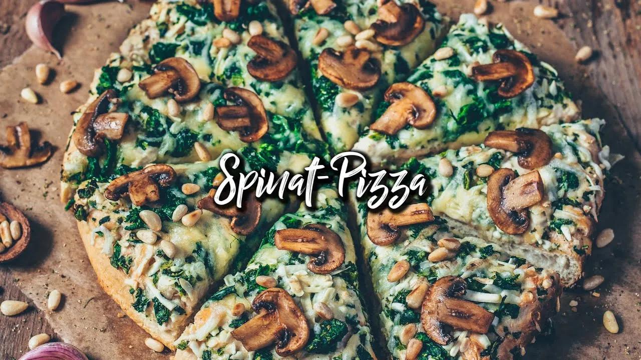 Spinat Pizza mit Pilzen und Knoblauch (Das BESTE Rezept + Pizza-Teig ...