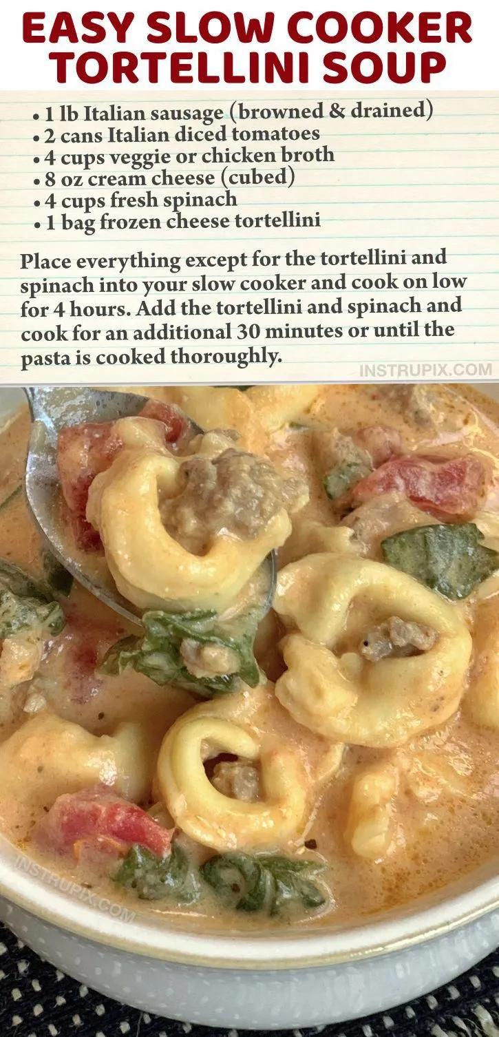 Slow Cooker Creamy Sausage &amp; Tortellini Soup | Recipe | Slow cooker ...