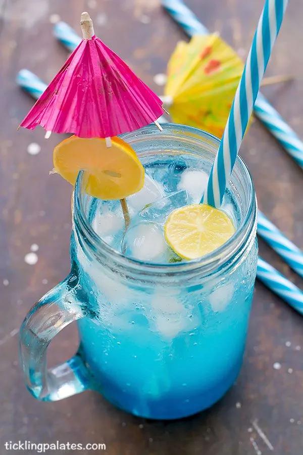 Blue Lagoon Non Alcoholic Curacao Mocktail Recipe | Tickling Palates ...