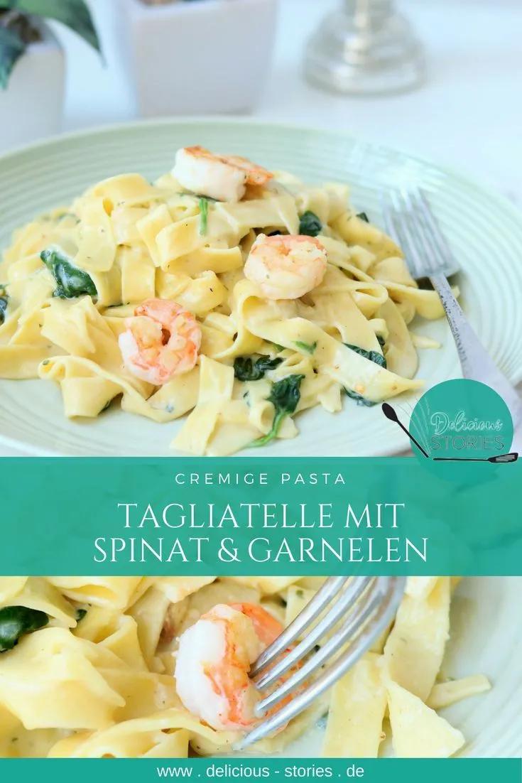 Tagliatelle mit Spinat &amp; Garnelen | Garnelen pasta, Pasta rezepte ...