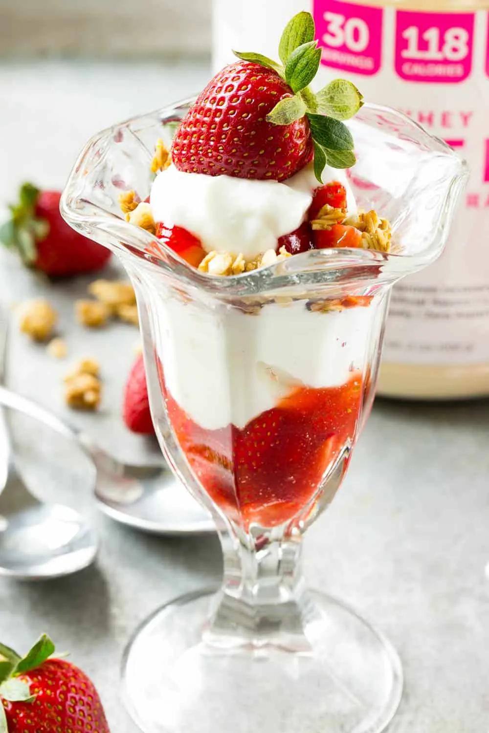 Easy High Protein Strawberry Parfait Recipe | Healthy Fitness Meals