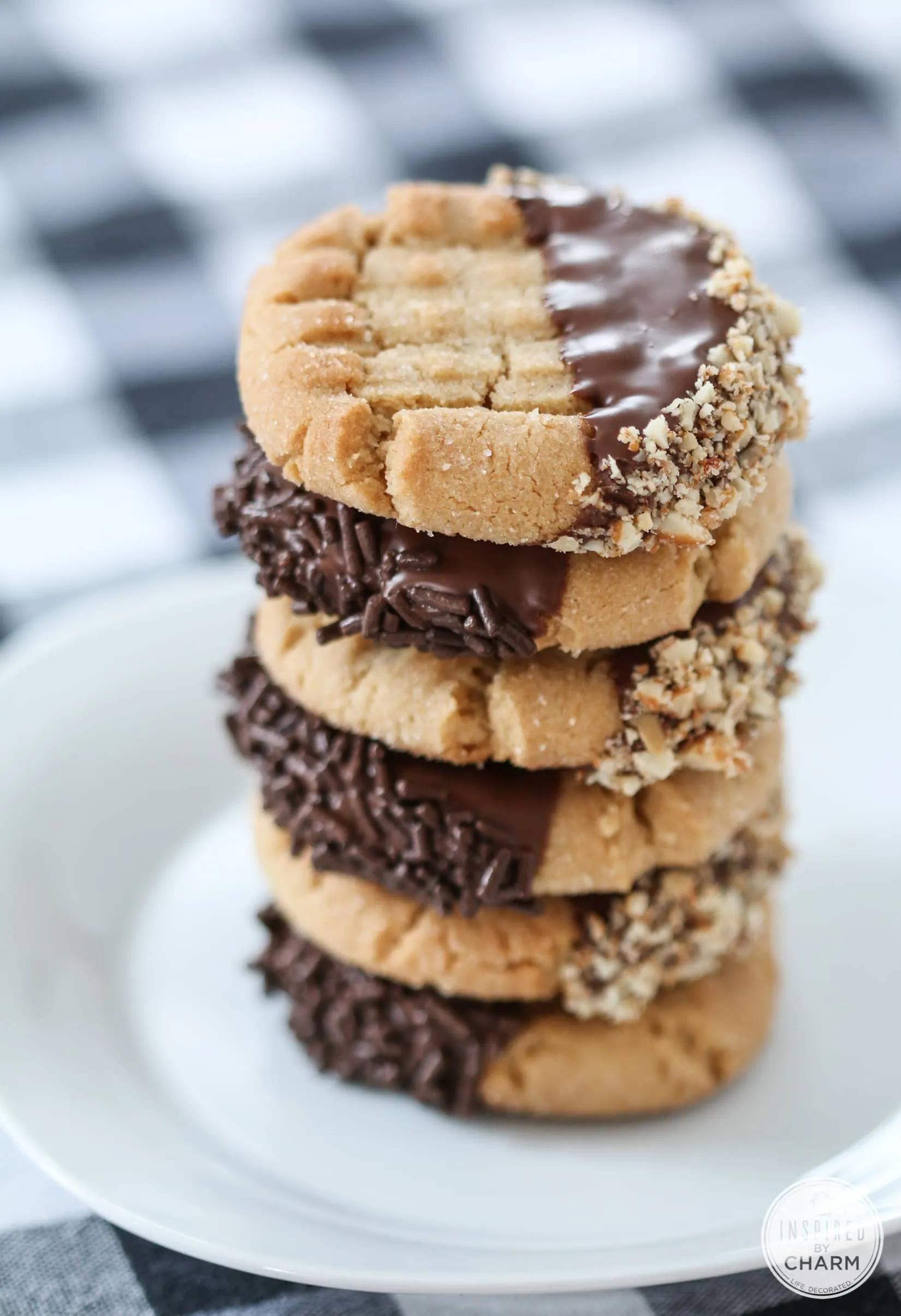 Chocolate-Dipped Peanut Butter Cookies - Inspired by Charm