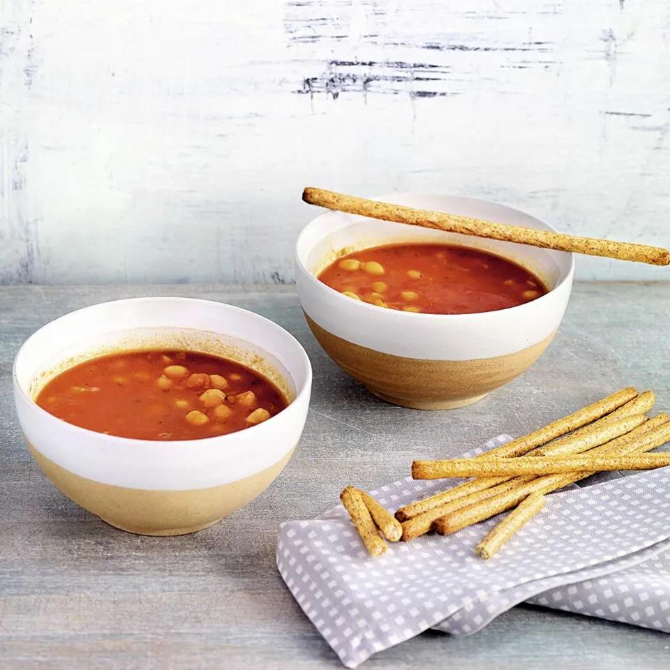 Schnelle Tomaten-Kichererbsen-Suppe Rezept | Küchengötter