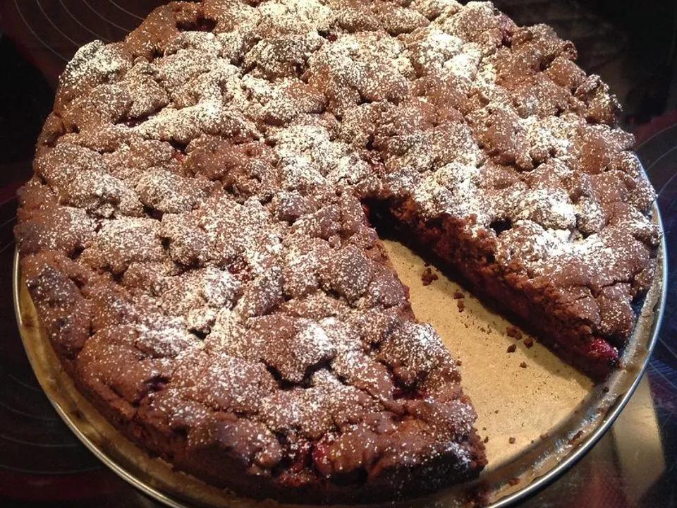 Schoko-Kirsch-Kuchen aus Mürbeteig von Sarkasta| Chefkoch