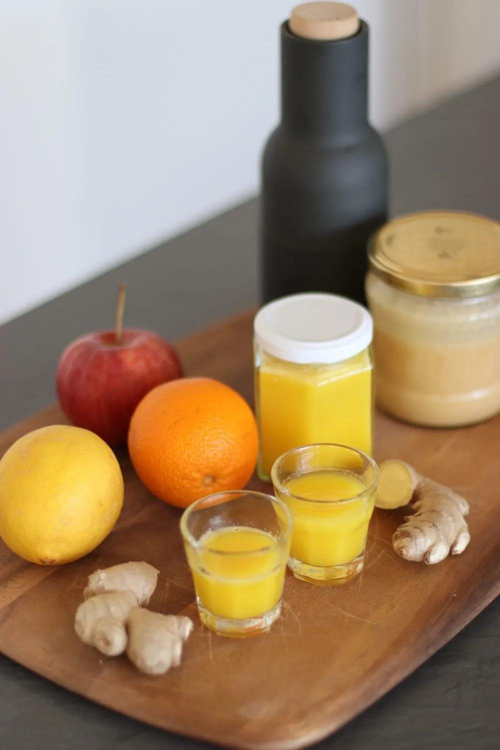 Ingwer Shots mit Zitrone, Orange &amp; Apfel. | Lebensmittel essen, Essen ...