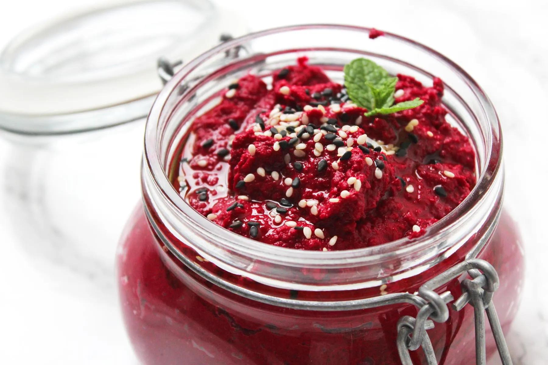 Beetroot Hummus with tahini - Supper in the Suburbs