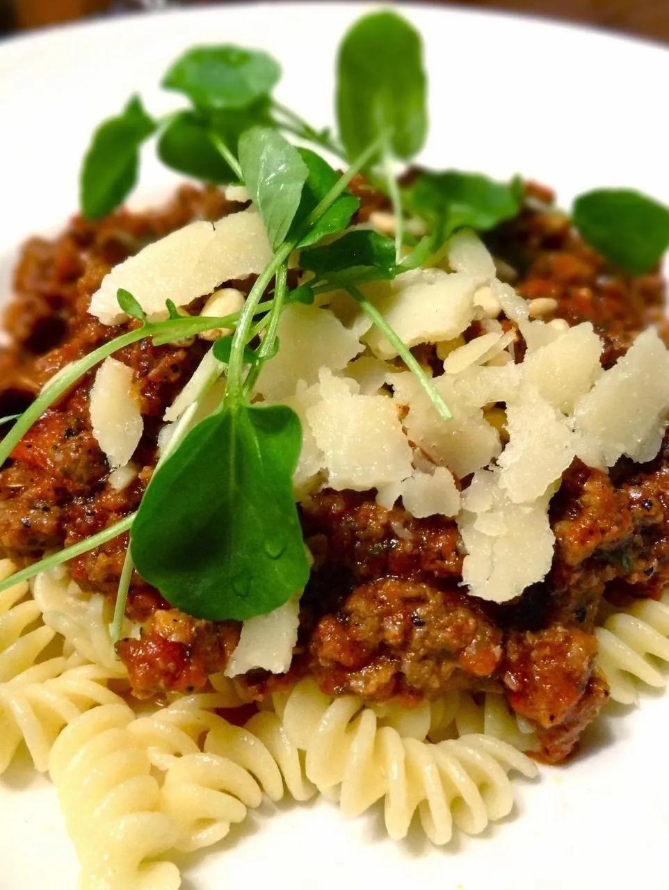 Scrumpdillyicious: Fusilli Bolognese with Beef, Pork, Veal &amp; Sausage
