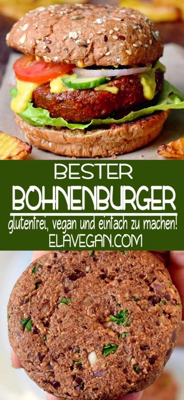 BESTER BOHNENBURGER | Vegan black bean burger, Easy veggie burger ...
