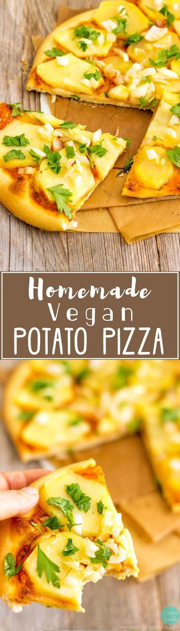 Homemade Vegan Potato Pizza Recipe - Happy Foods Tube | Rezept ...