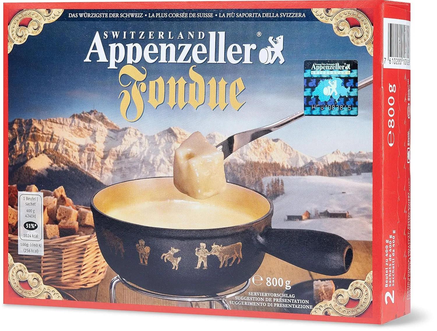 Fondue-Käse &amp;#39;Appenzeller&amp;#39; - 800g würziger, aromatischer Käse aus der ...