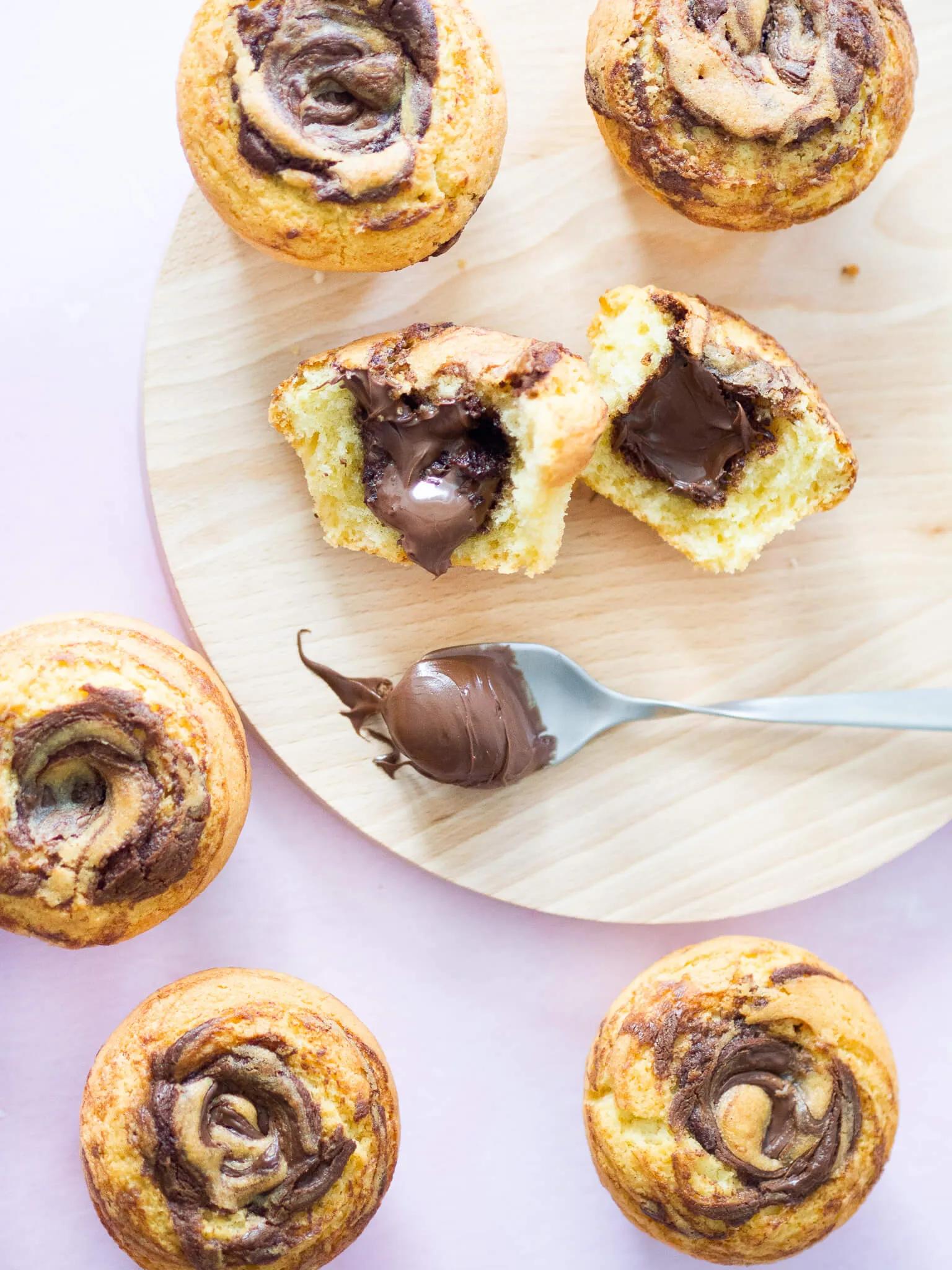 Rezept: Nutella Swirl Muffins mit weichem Kern Einfach himmlisch