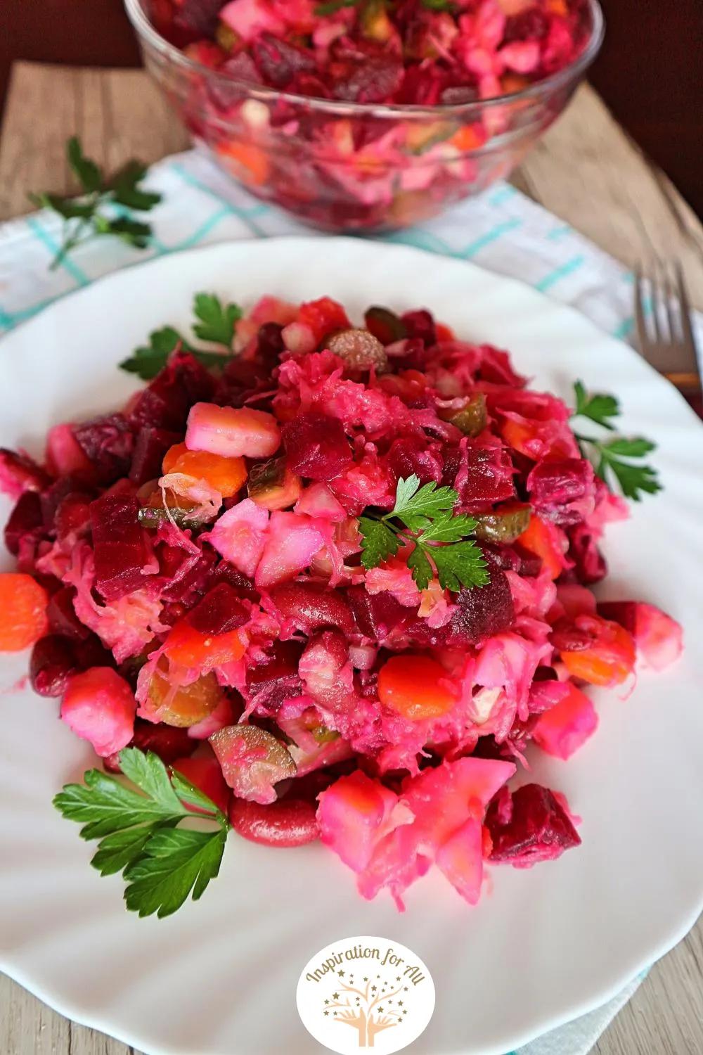 Winegret ist ein beliebter russischer Rote Beete Salat. Ich zeige dir ...