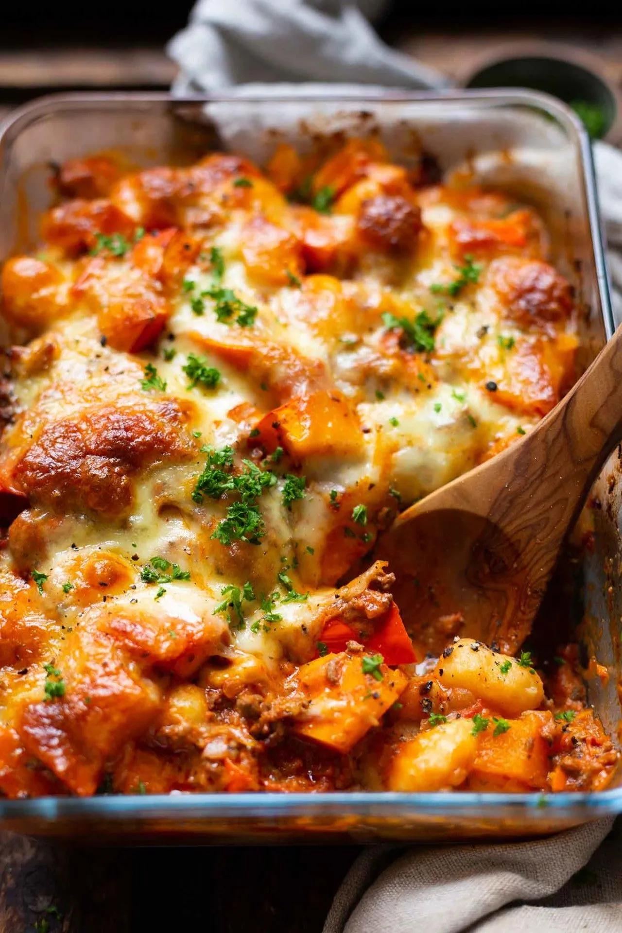 Gnocchi Kurbis Auflauf Mit Lauch