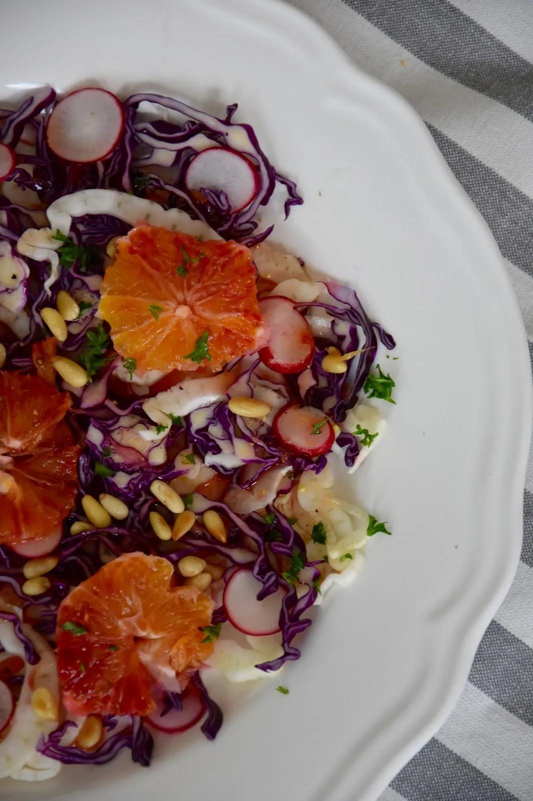 Genussgruss: Fenchel-Rotkohl-Salat mit Blutorangen