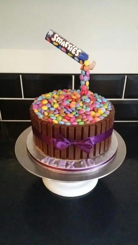 Pouring smartie cake :) | Cake, How sweet eats, Smarties cake