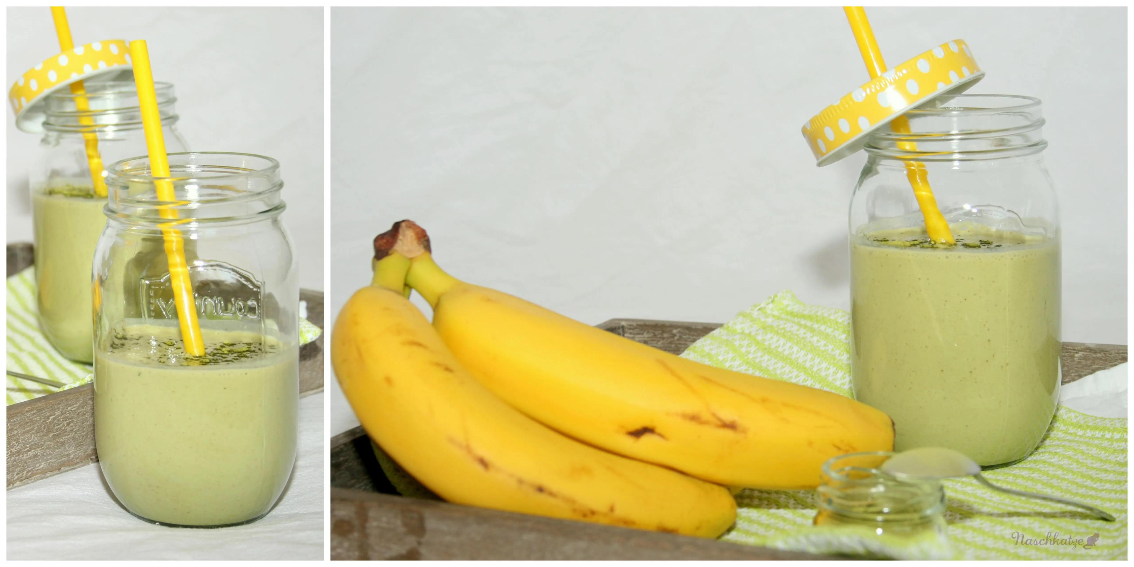 Heute bleibt die Küche kalt: Matcha- Bananen- Kefir mit Zimt – Naschkatze