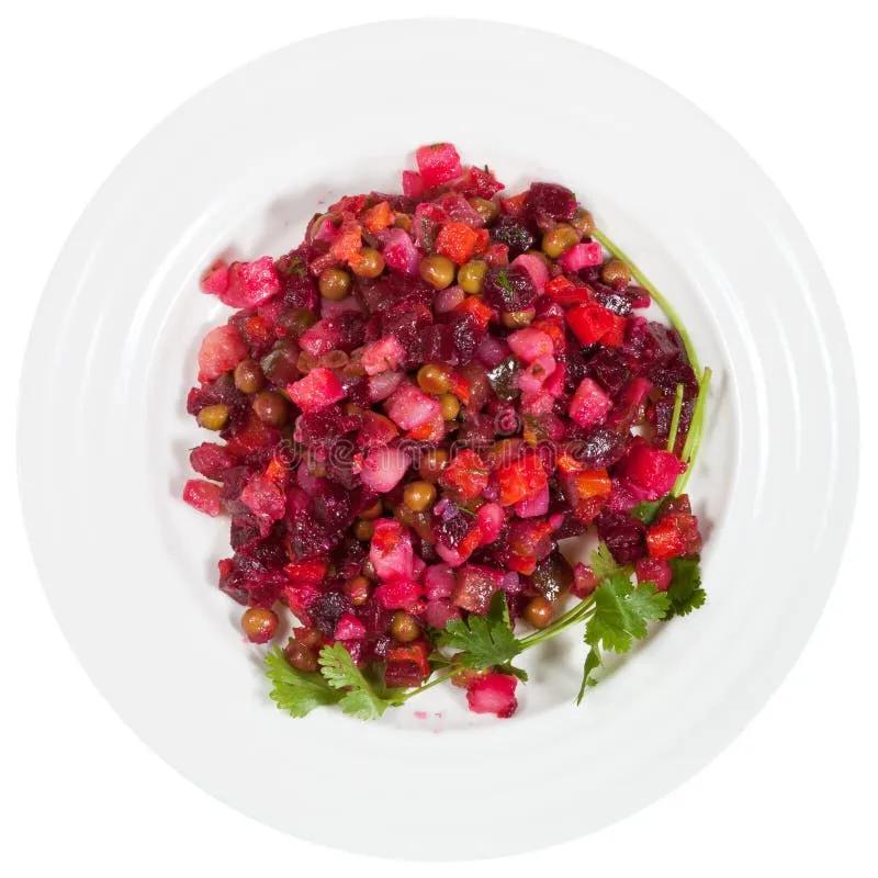 Russischer Rote-Bete-Wurzeln Salat Vinegret Auf Platte Stockfoto - Bild ...