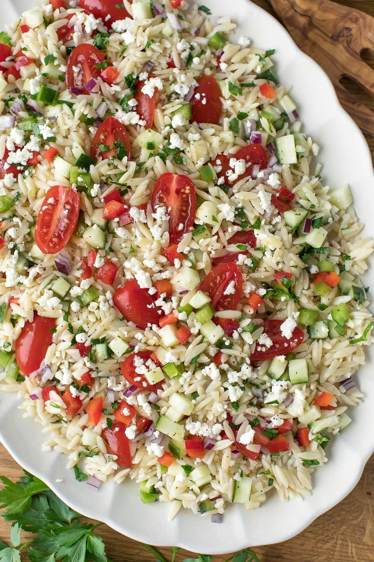 Greek Orzo Salad Recipe - Peas and Crayons Blog