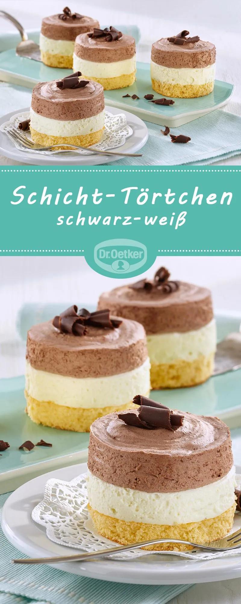 Schicht-Törtchen schwarz-weiß | Rezept | Kuchen und torten, Creme für ...