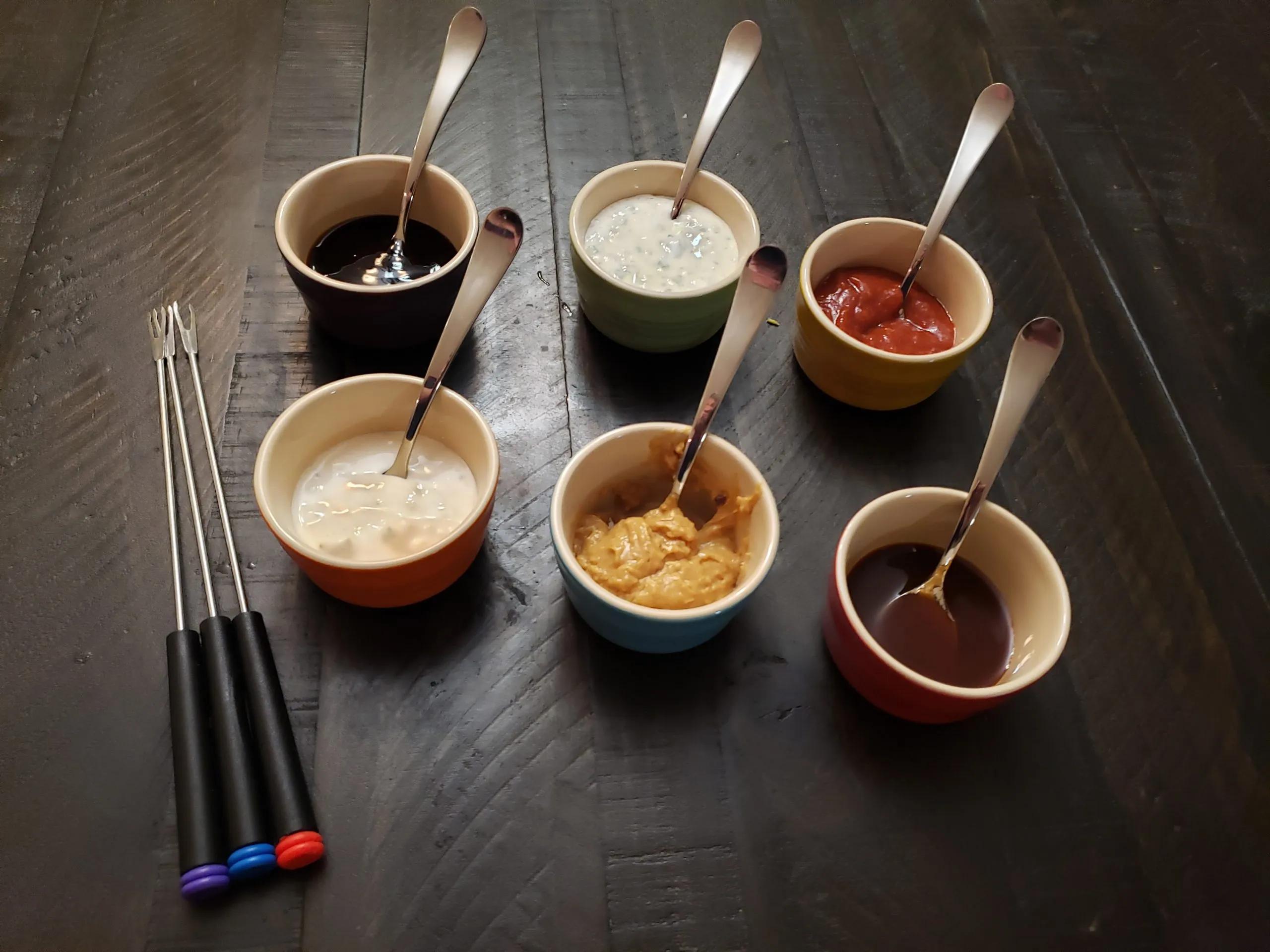 Fondue dipping sauces with fondue dinner – In Honor of Mama Campbell ...