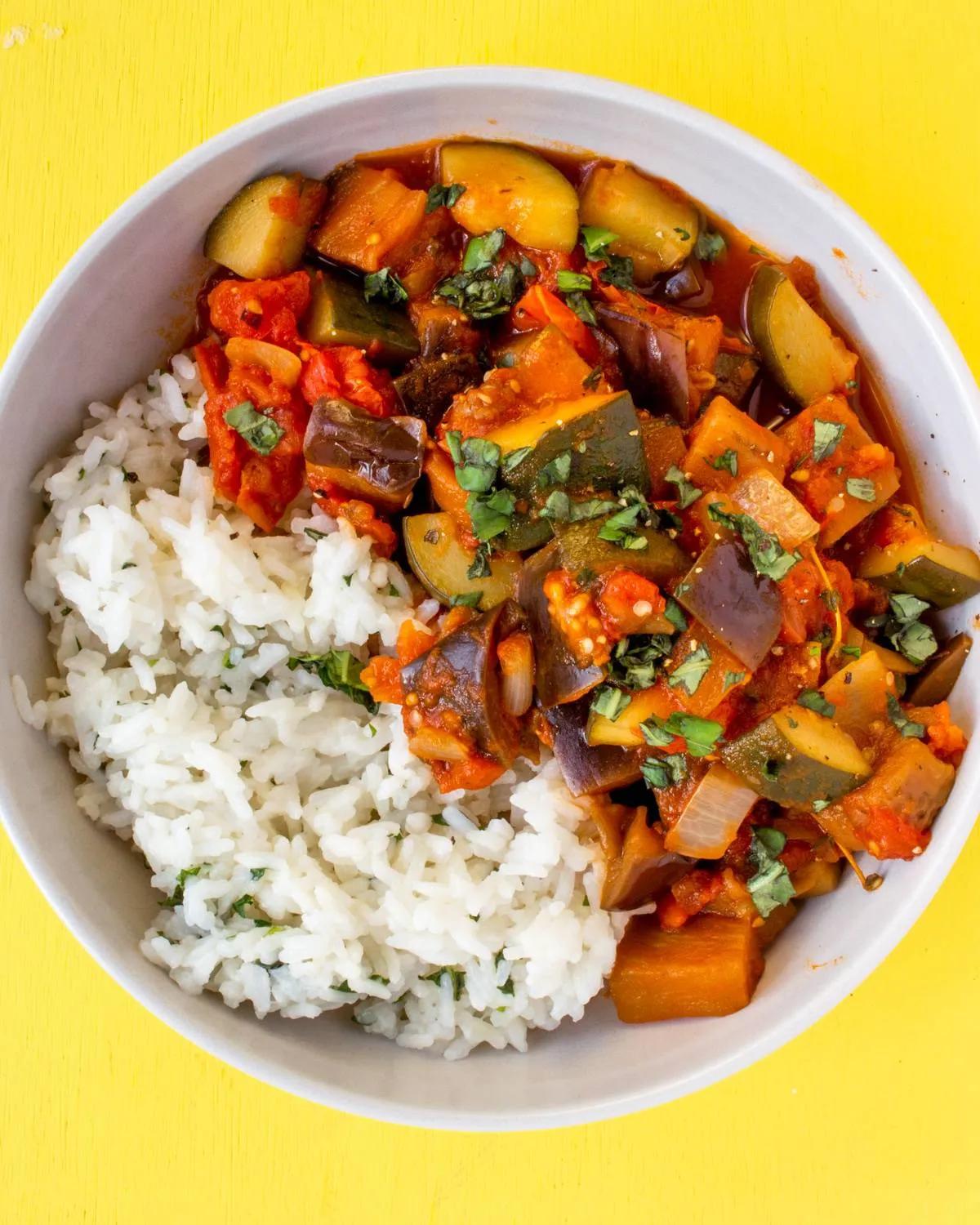 Ratatouille with Basil Rice - Beat the budget