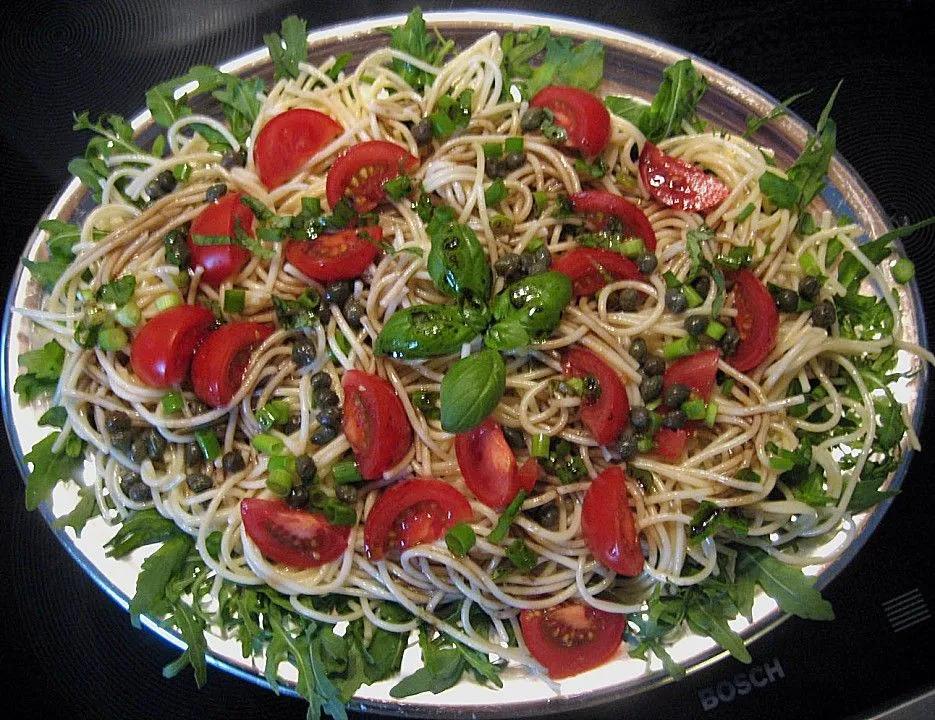 Chefkoch.de Rezept: Spaghettisalat mit Rucola und Tomaten ...