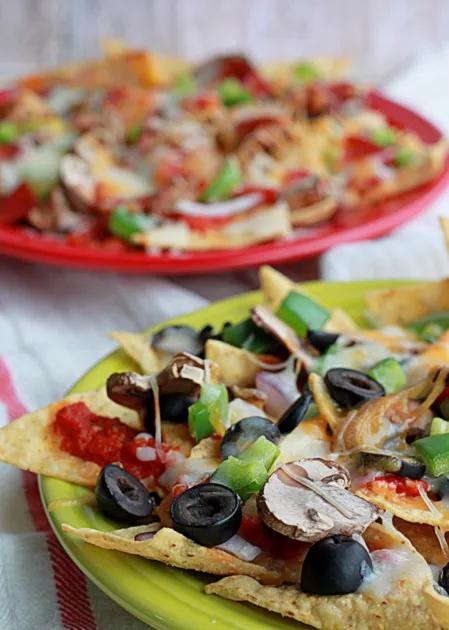 Combination Pizza Nachos with Optional Sausage and Pepperoni