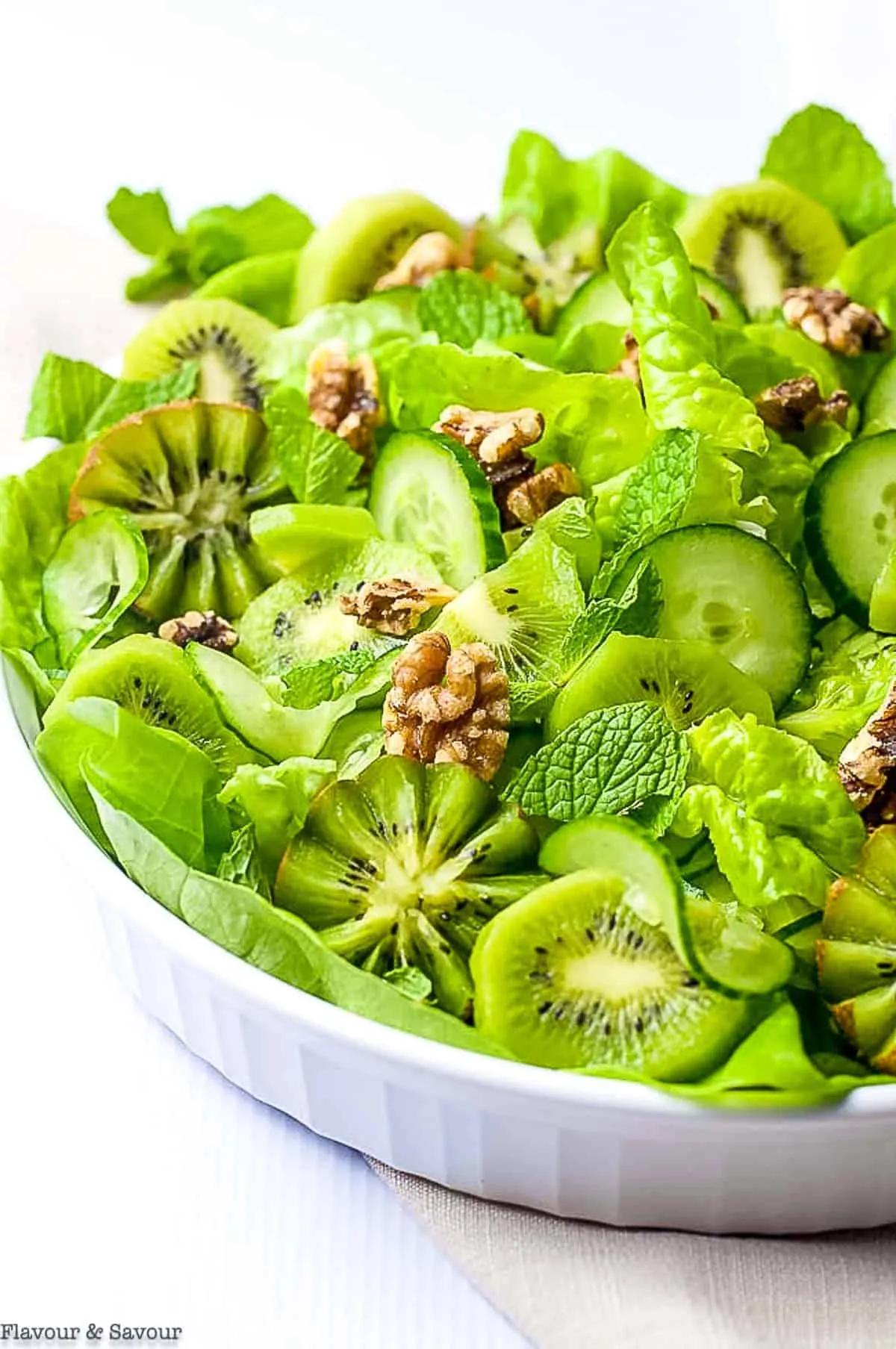 Kiwi Cucumber Salad with Walnuts and Fresh Mint - Flavour and Savour