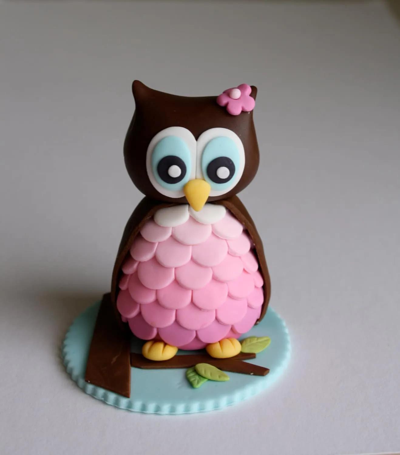 Fondant Girl Owl Cake Cupcake Topper by KimSeeEun on Etsy