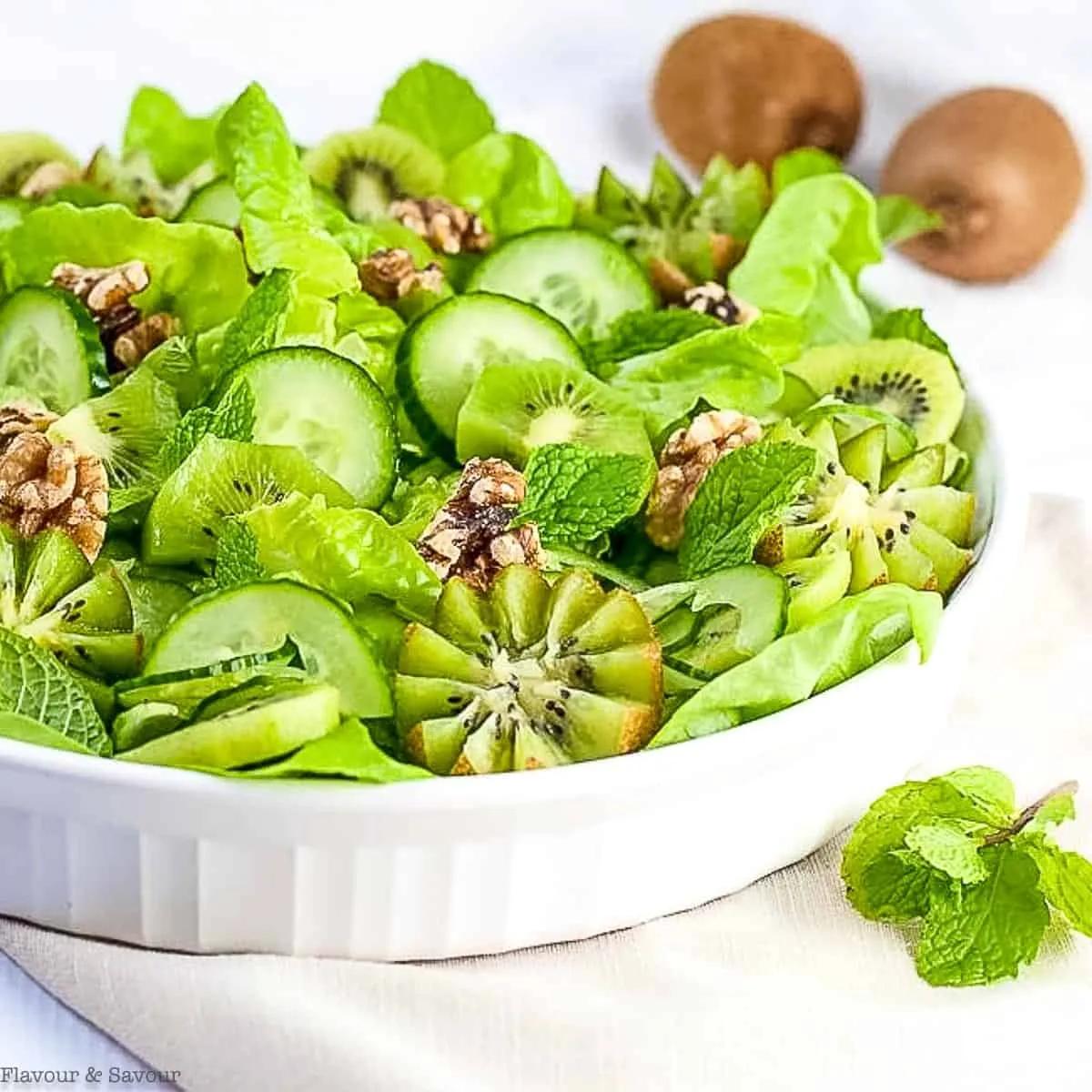 Kiwi Cucumber Salad with Walnuts and Fresh Mint - Flavour and Savour