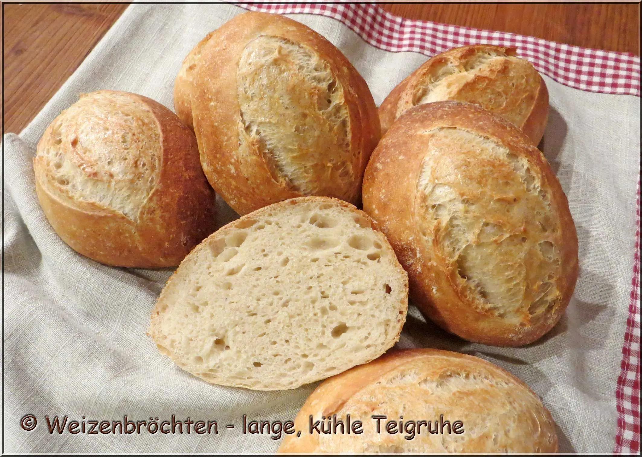 Weizenbrötchen- lange, kühle Teigruhe Brot, Food Food