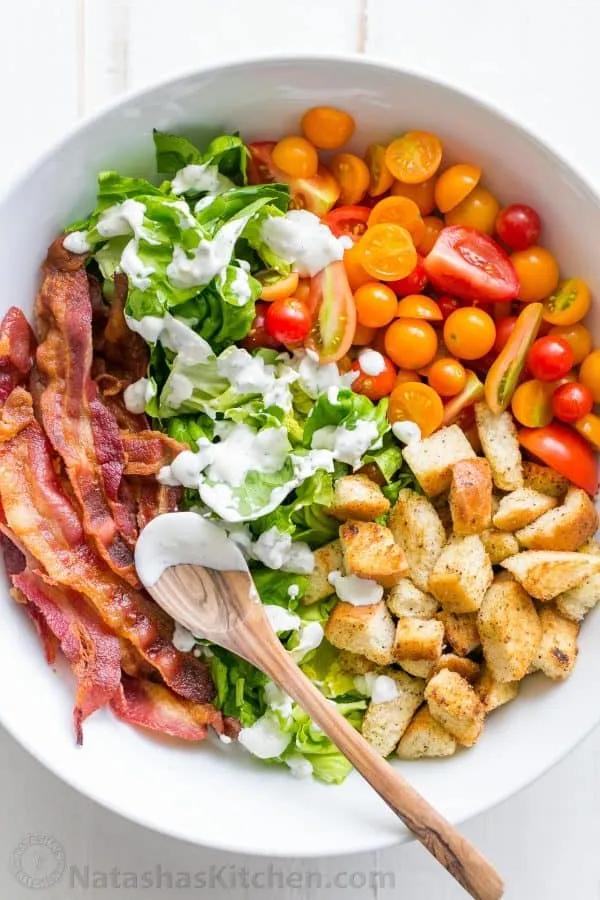 BLT Salad Recipe + Best BLT Salad Dressing! - NatashasKitchen.com
