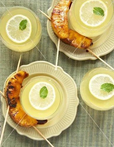 Limoncello jelly with barbecued pineapple slices | Limoncello, Yummy ...