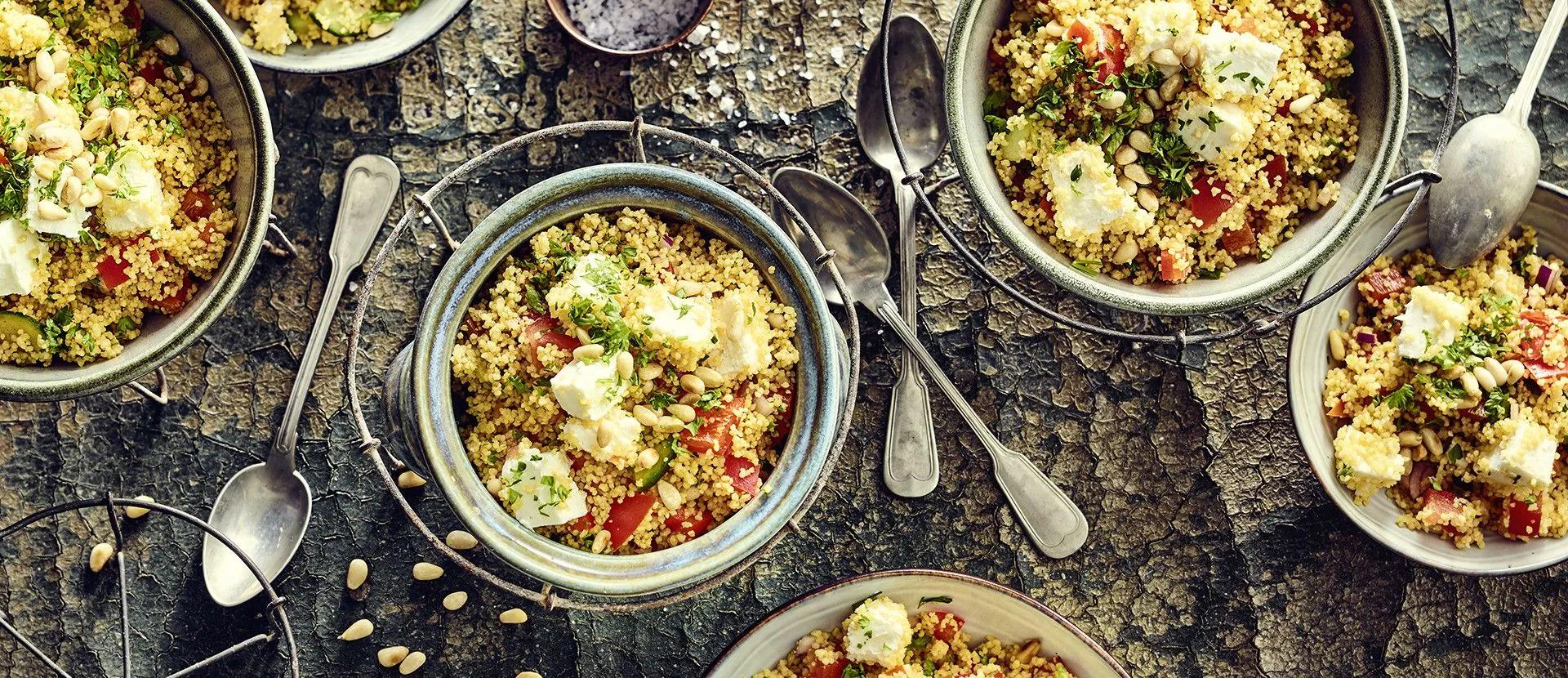Couscous Salat, Ethnic Recipes, Food, Salad With Feta Cheese, Cilantro ...