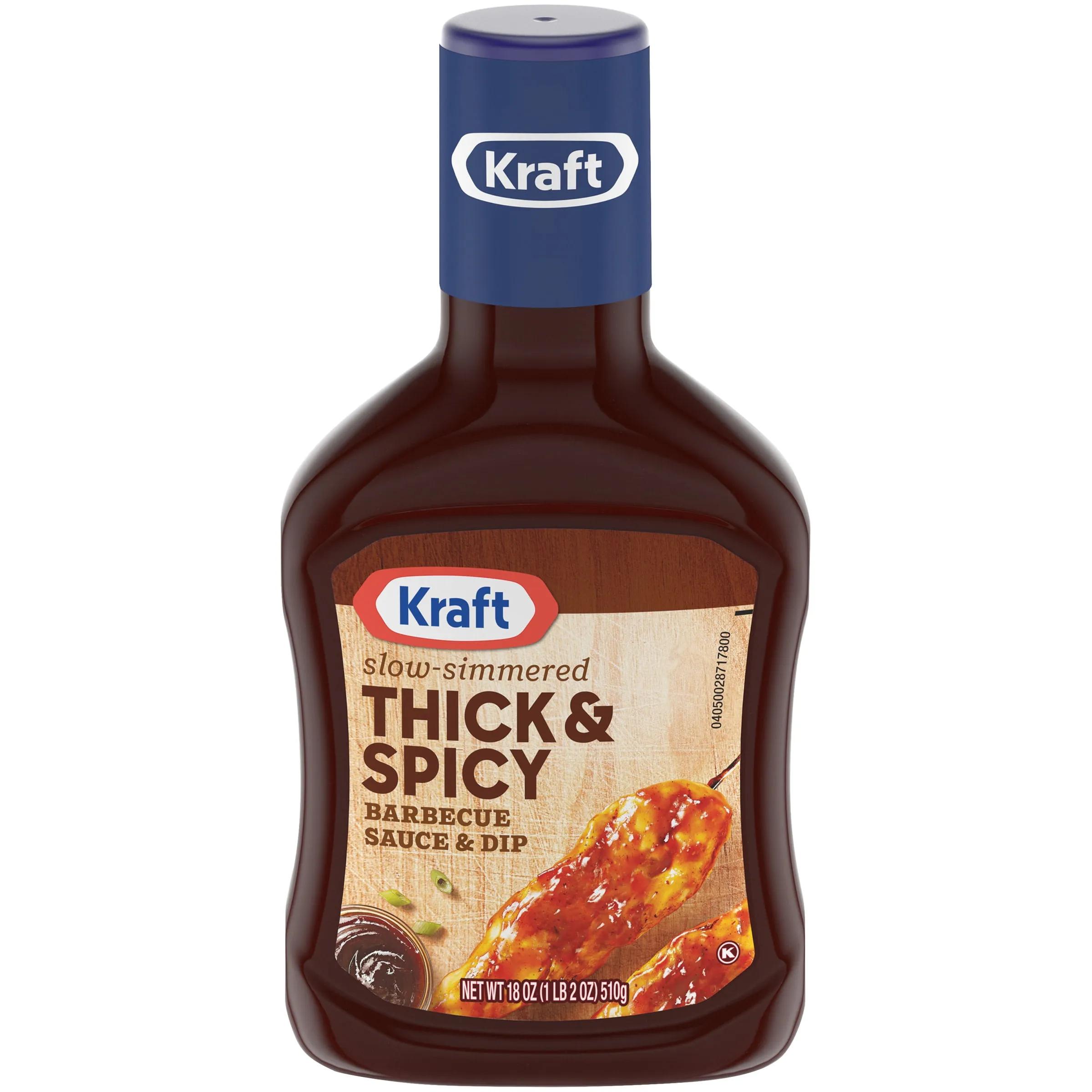 Kraft Thick &amp; Spicy Slow-Simmered Barbecue Sauce, 18 oz Bottle ...