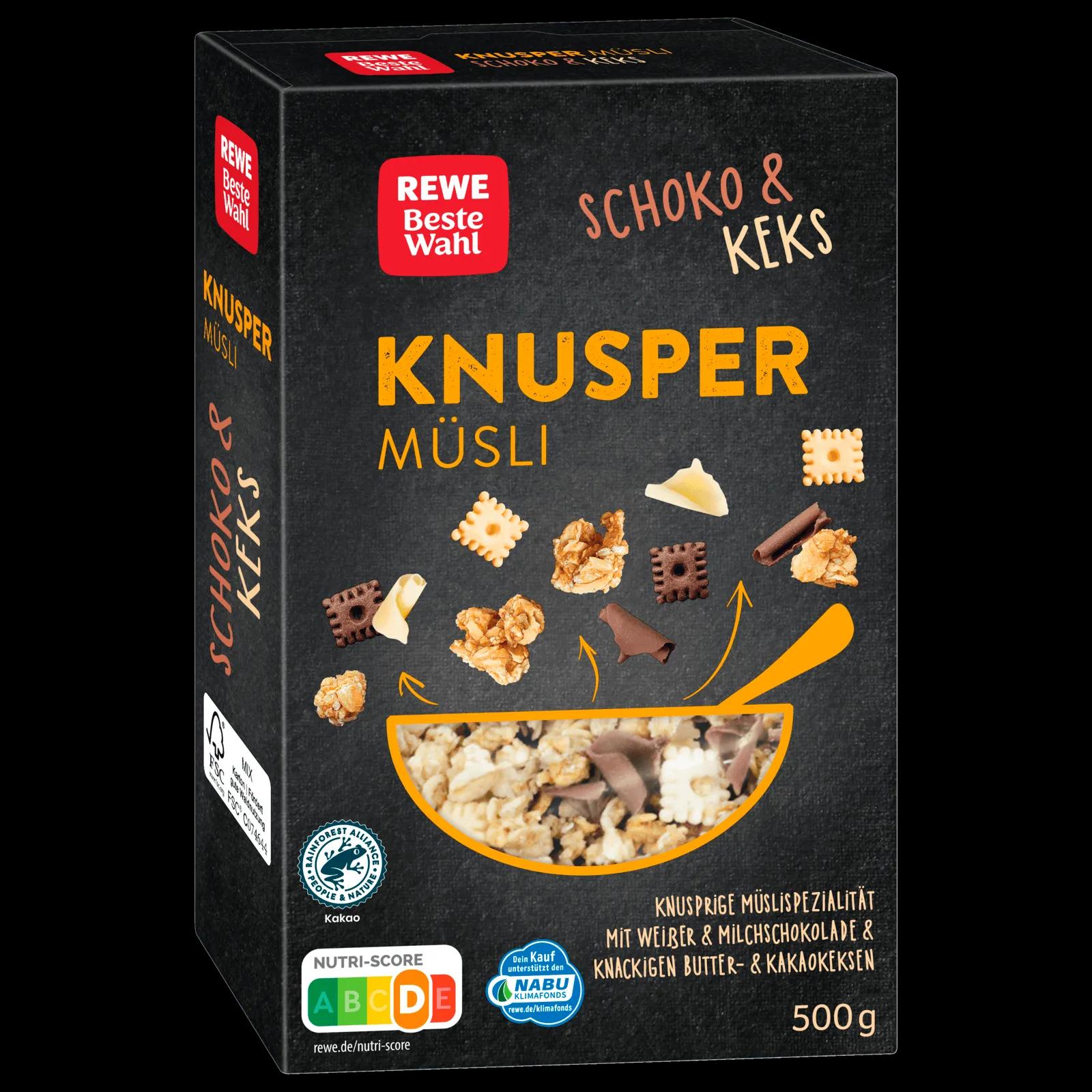 REWE Beste Wahl Knusper Müsli Schoko&amp;Keks 500g bei REWE online bestellen!