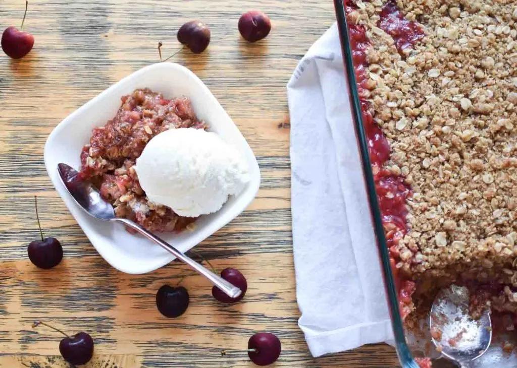 Cherry Rhubarb Crisp | With Two Spoons