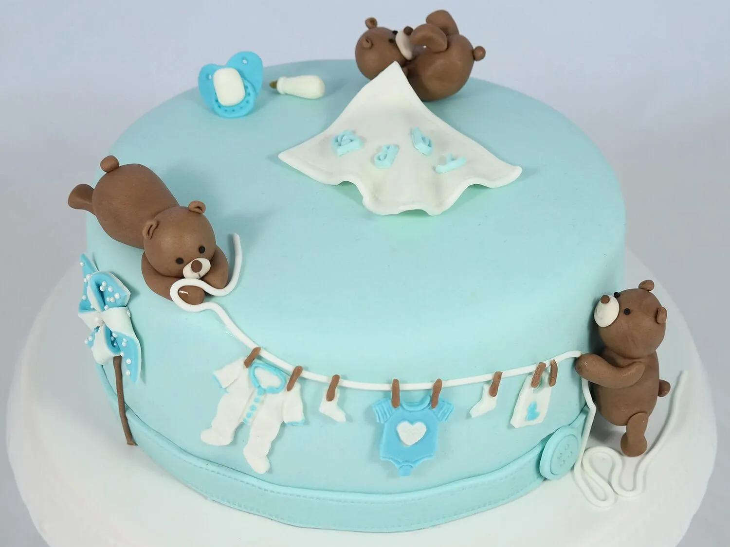 Babyparty Torte mit Bärchen für Jungen | Baby shower cakes, Baby cake ...