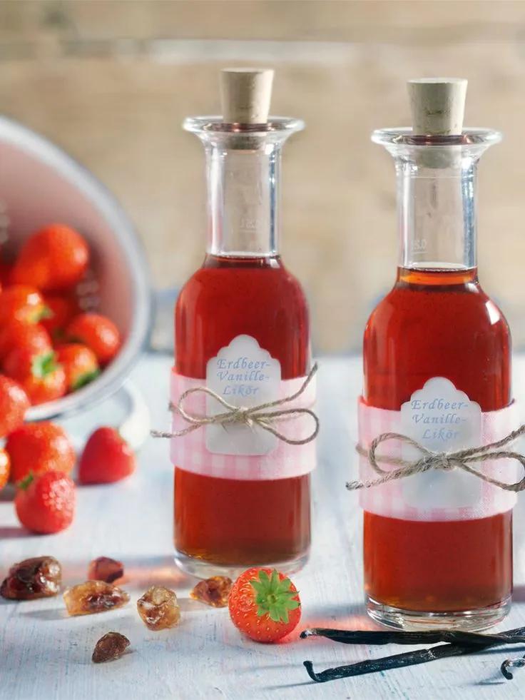 Erdbeer-Vanille-Likör | Rezept | Himbeer schnaps, Likör rezepte, Likör