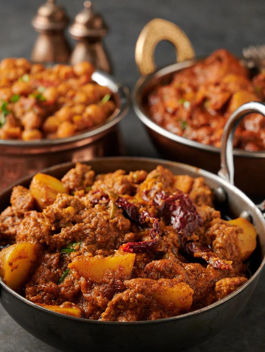 aloo keema - Indian restaurant potato and beef curry - glebe kitchen