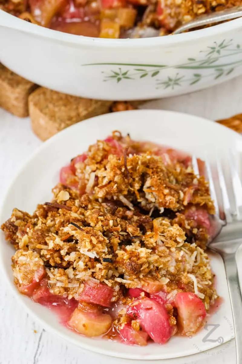 Rhubarb Crisp (Oatmeal Crumble!) - Our Zesty Life
