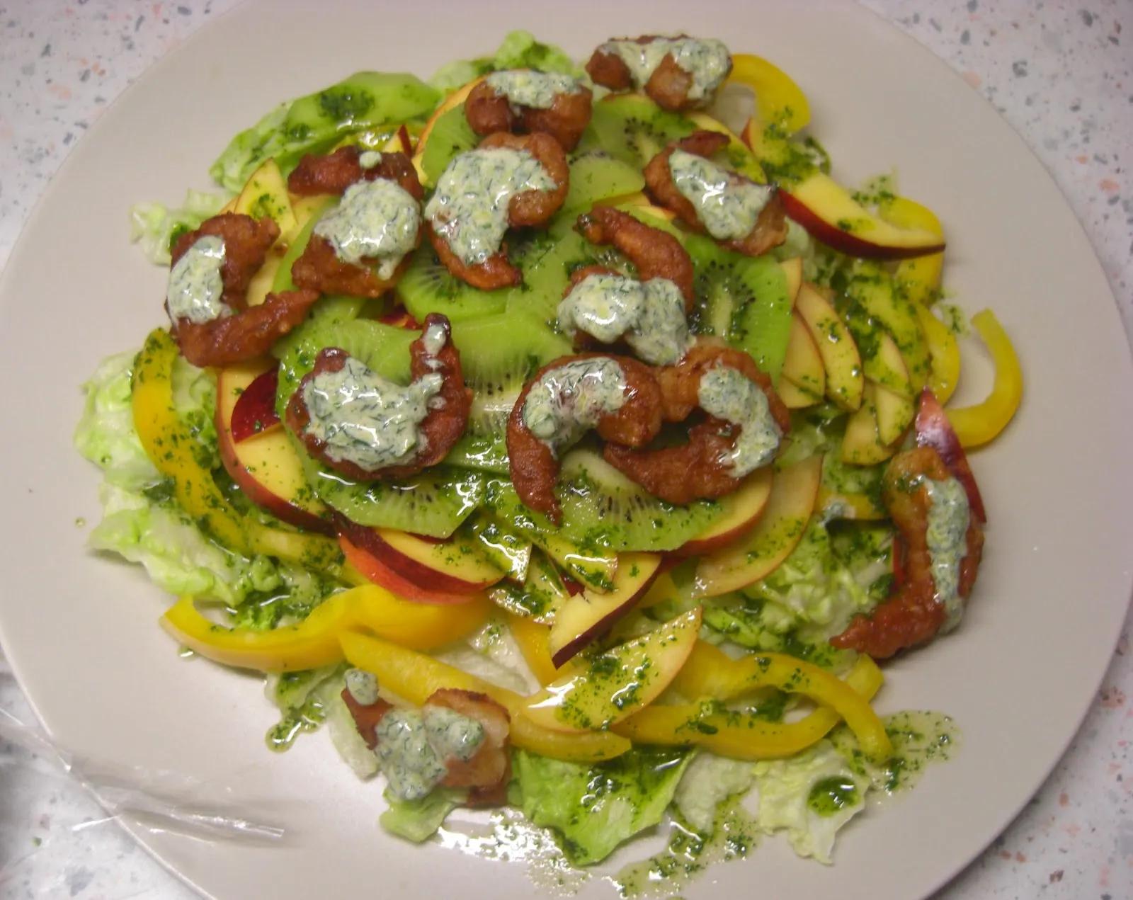 Heute auf meinem Teller ...: Obst-Gemüse-Salat mit Shrimps