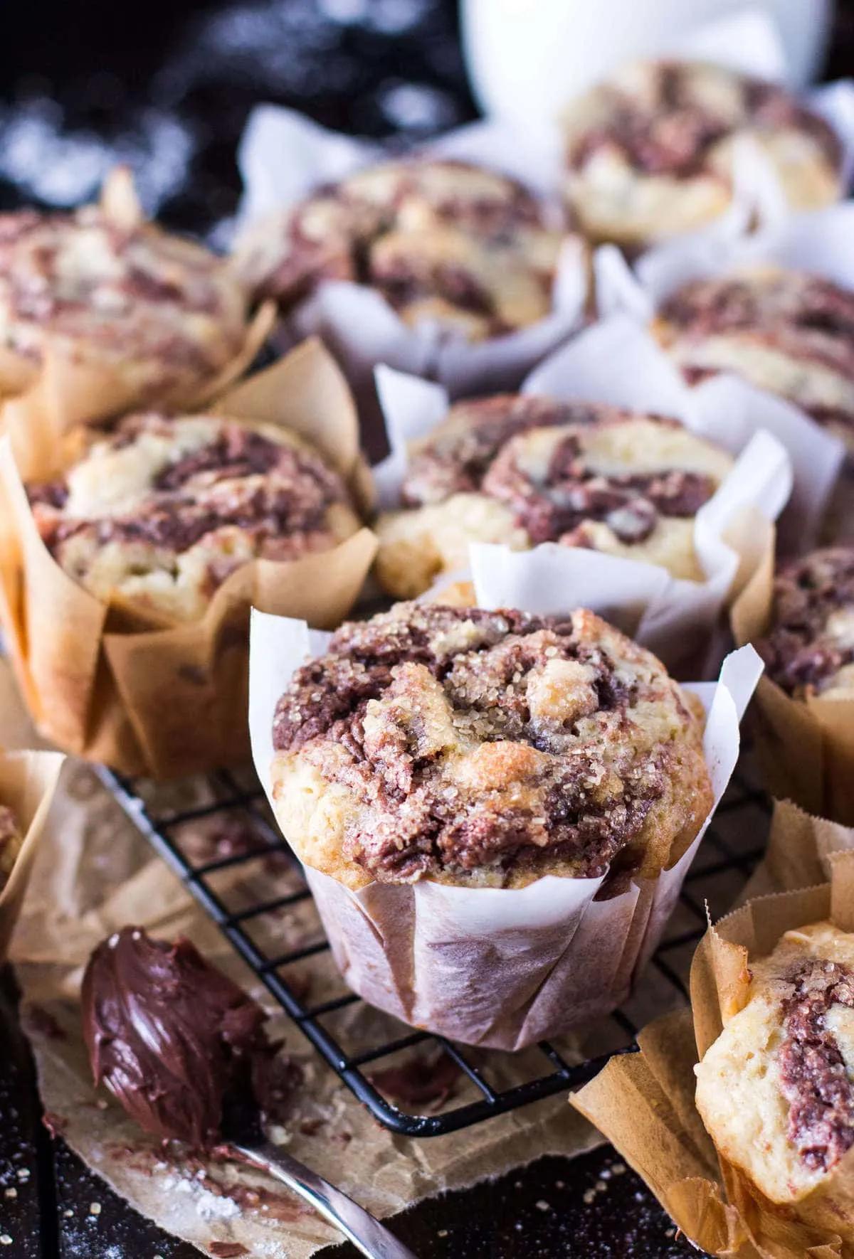 Swirled Nutella Muffins - Sugar Spun Run